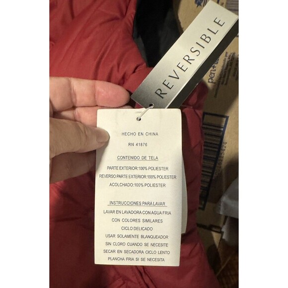 Big Chill Women's Chevron Quilted Puffer Vest W/Reversible Pockets Red Black - Picture 6 of 10